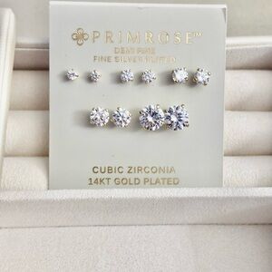 Primrose Gold and Silver Plated Cubic Zirconia Earrings Set